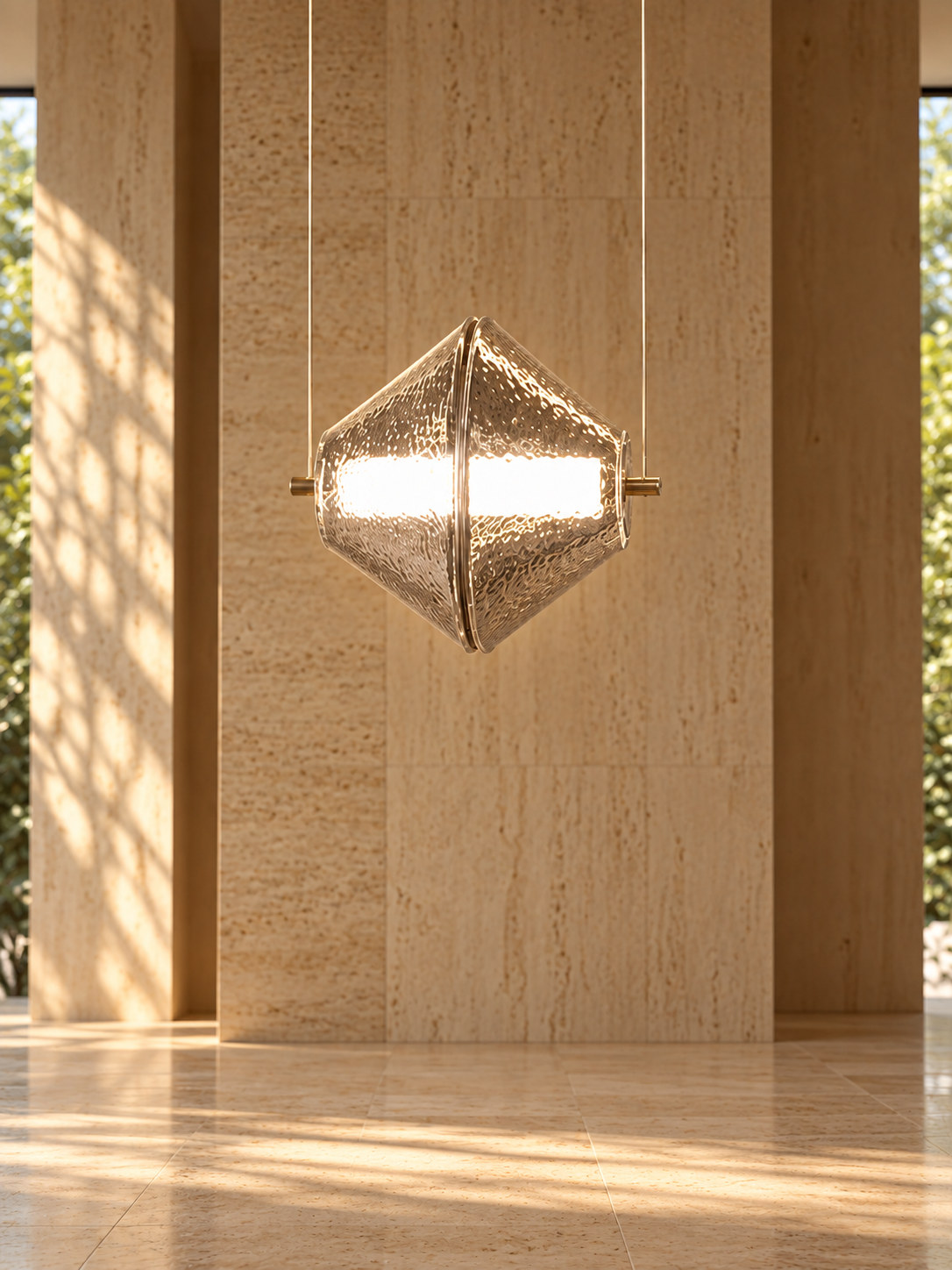 Suspension géométrique en verre texturé - vue 3