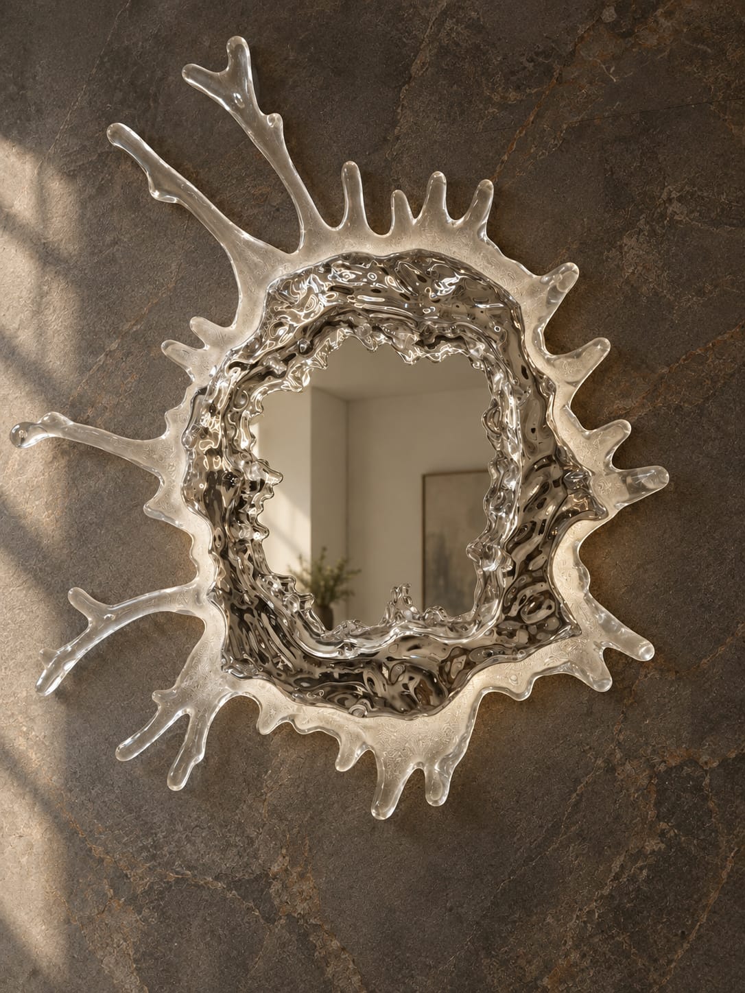 Miroir Mural Design "Éclat d'Eau" avec Éclairage LED Intégré - vue 7
