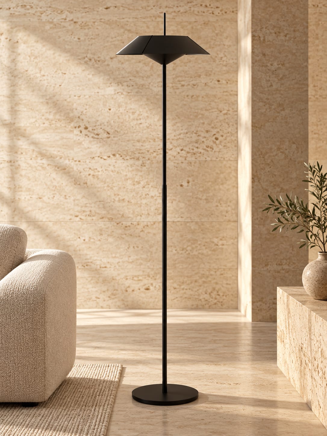 Lampadaire noir à abat-jour géométrique - vue 5