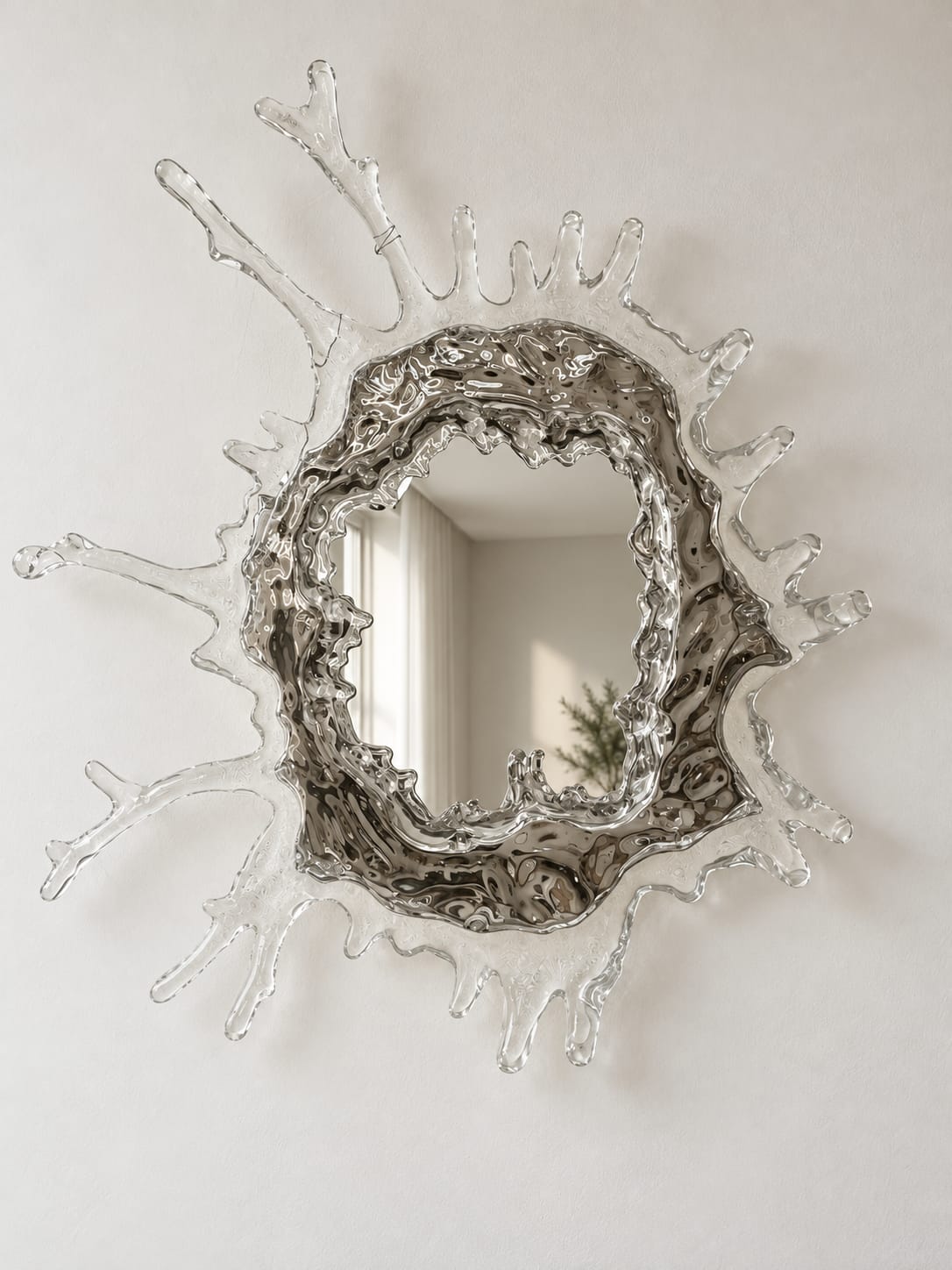 Miroir Mural Design "Éclat d'Eau" avec Éclairage LED Intégré - vue 2