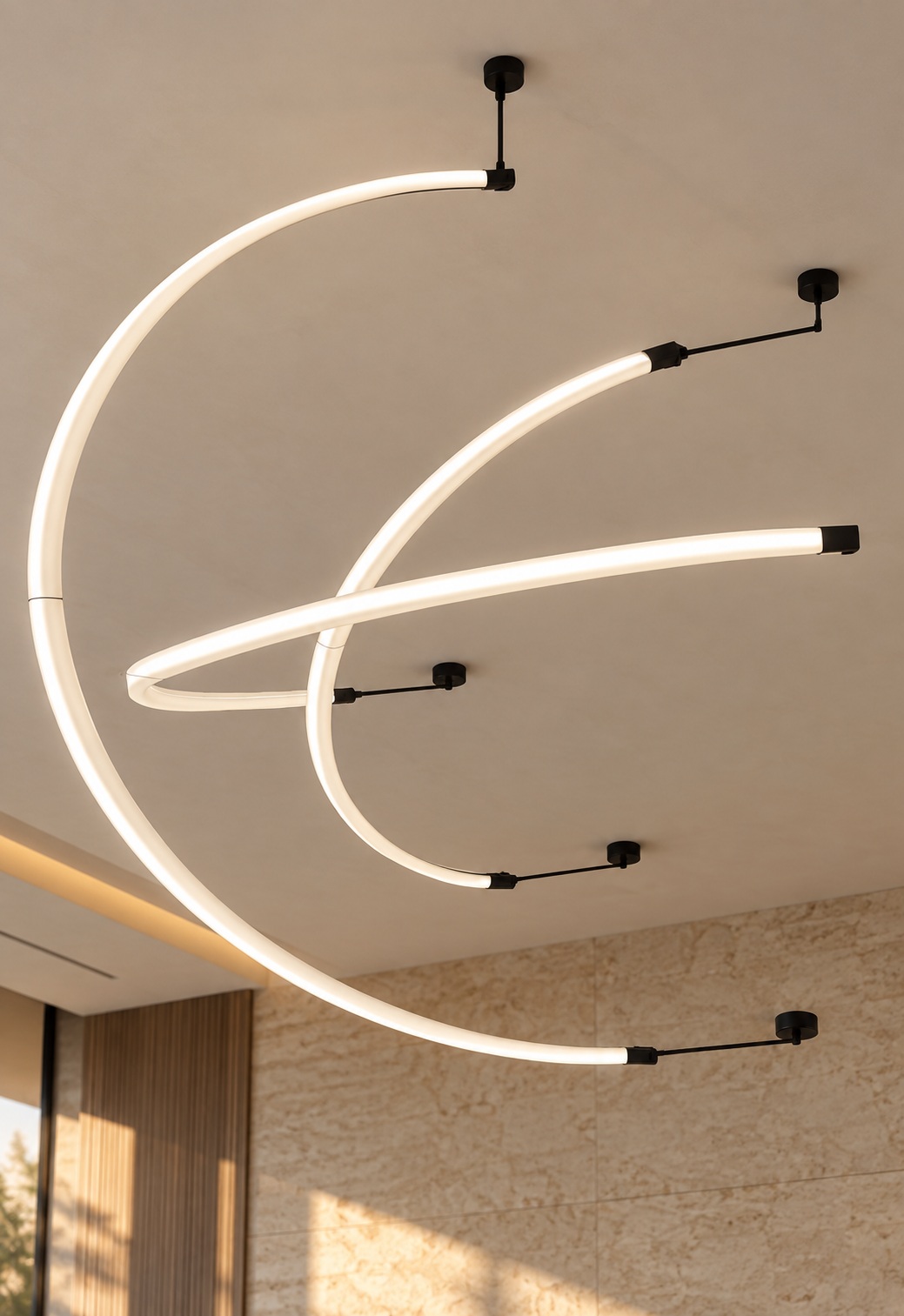 Suspension contemporaine à arcs lumineux - vue 5