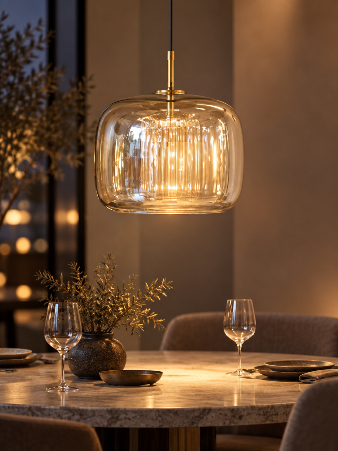 Suspension en verre champagne - vue 3