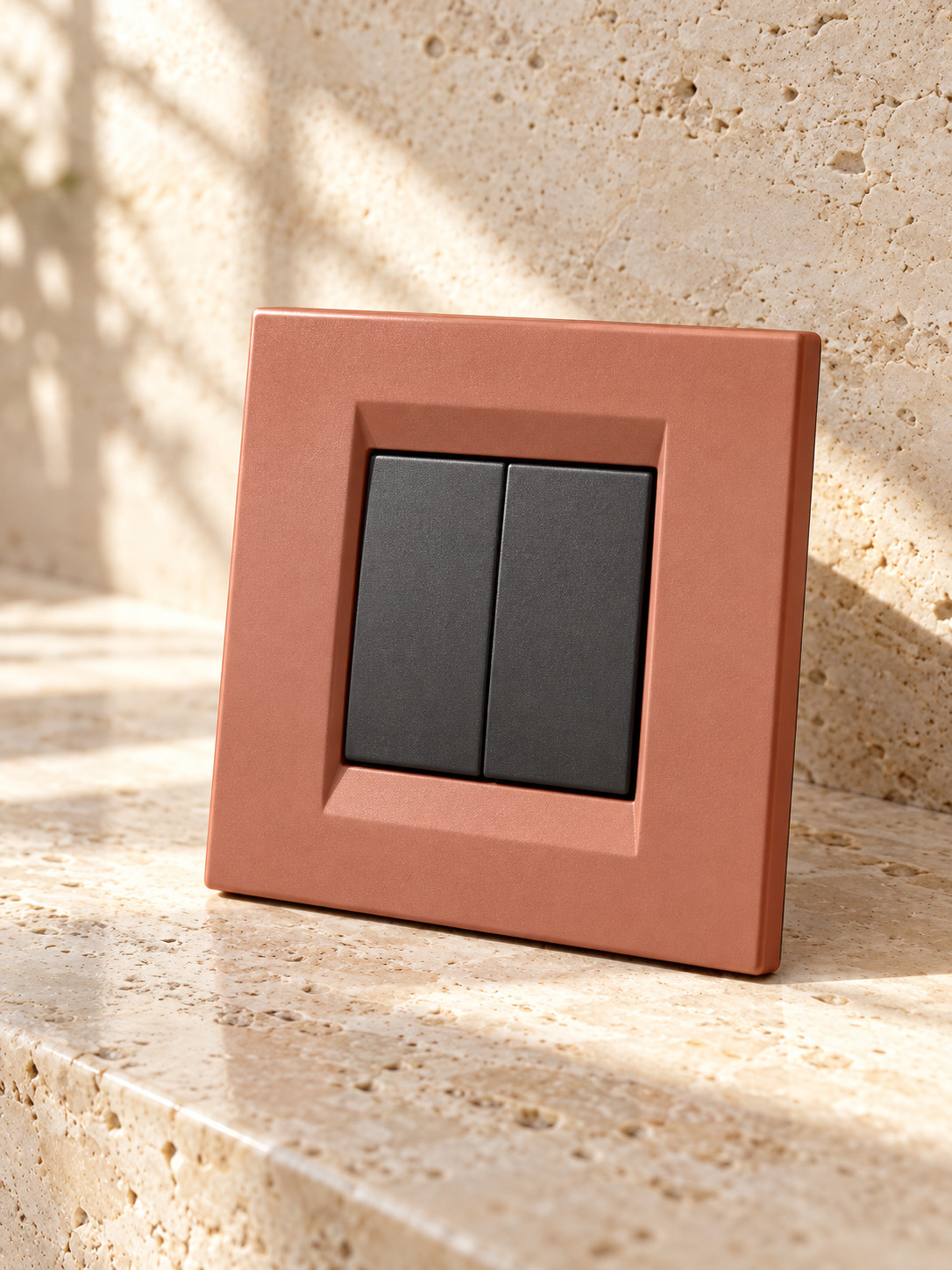 Interrupteur double terracotta - vue 5