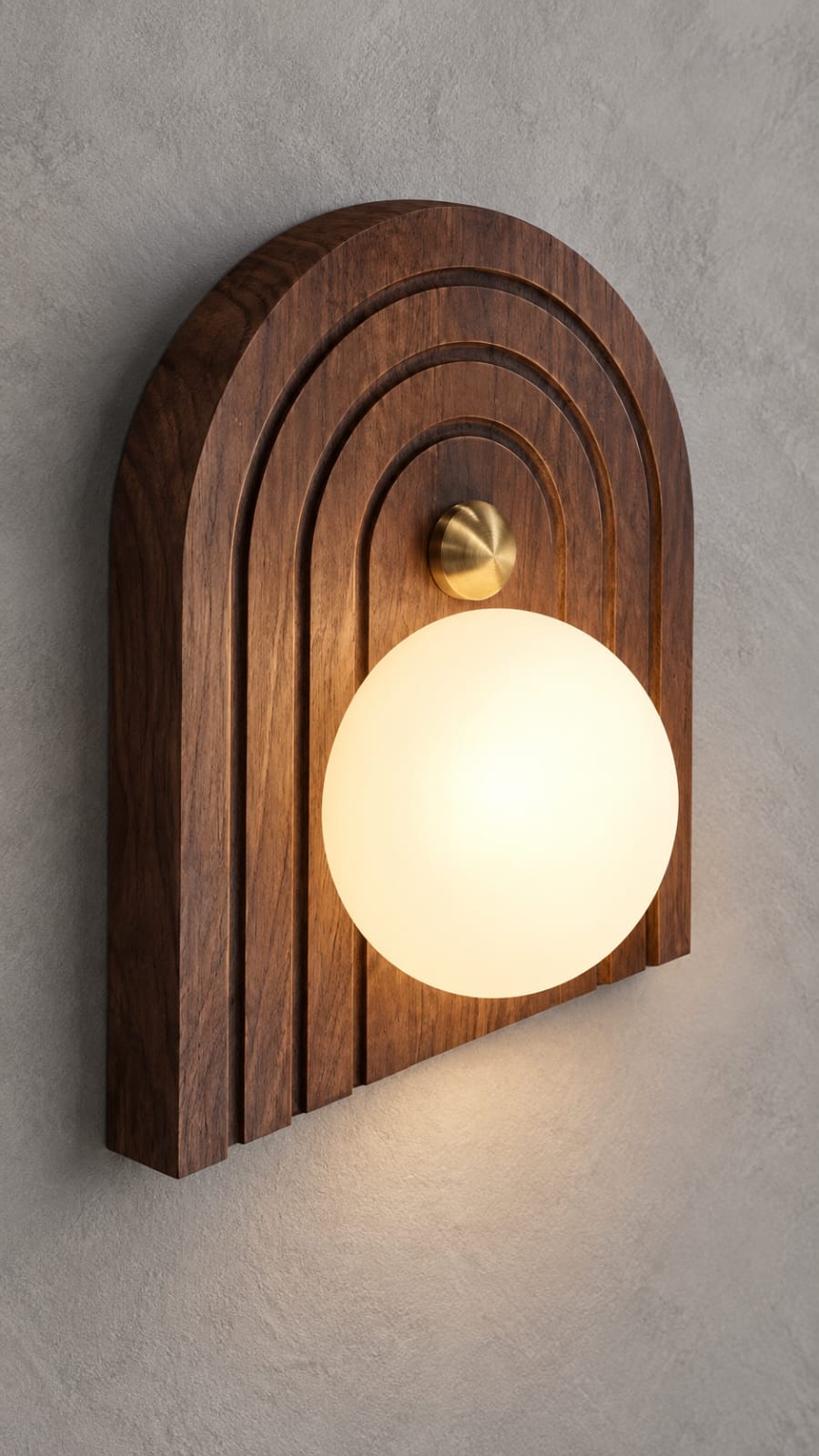 Applique murale à arches, finition bois foncé et globe opalin - vue 3