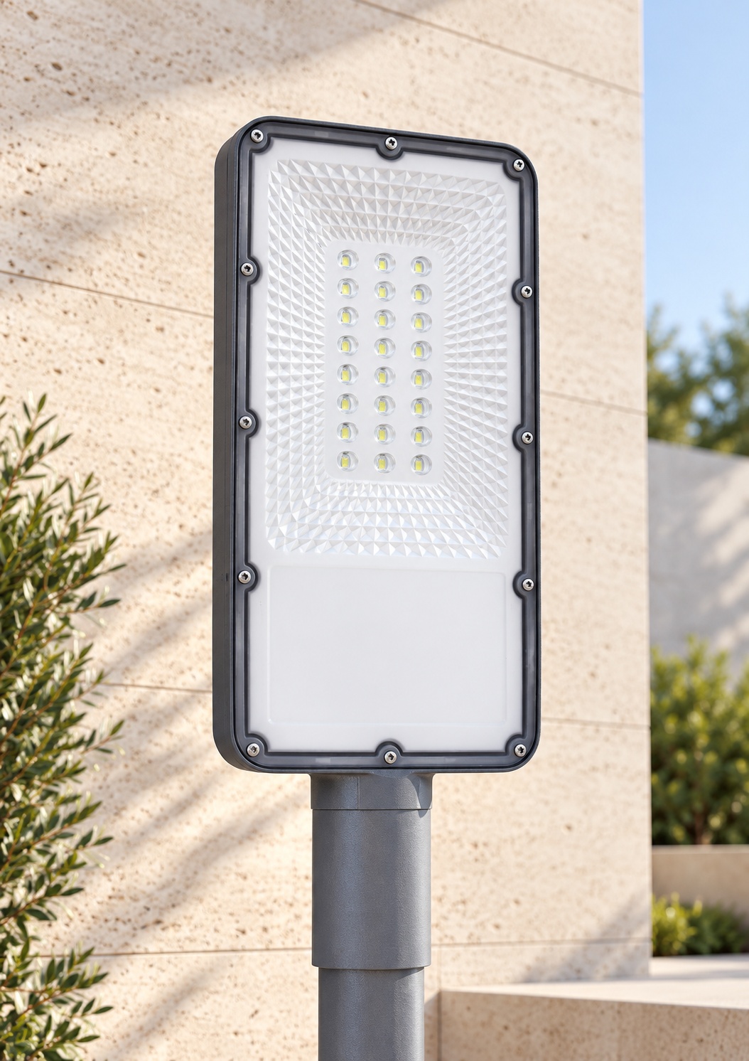 Luminaire solaire LED rectangulaire gris - vue 3