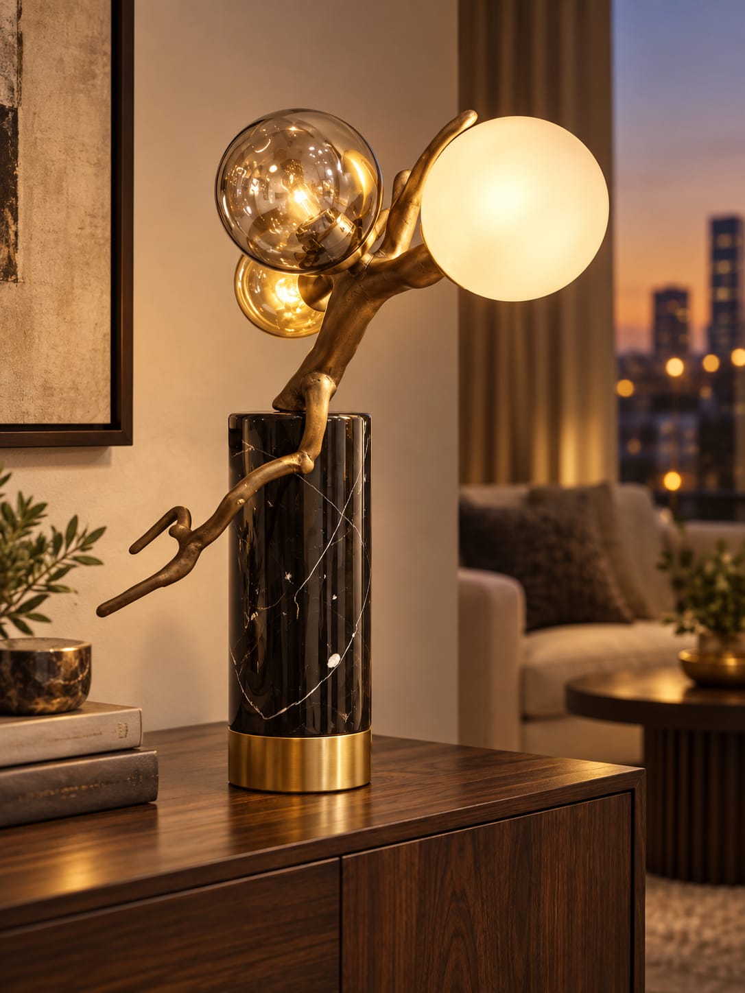 Lampe à poser sculpturale à trois globes - vue 2