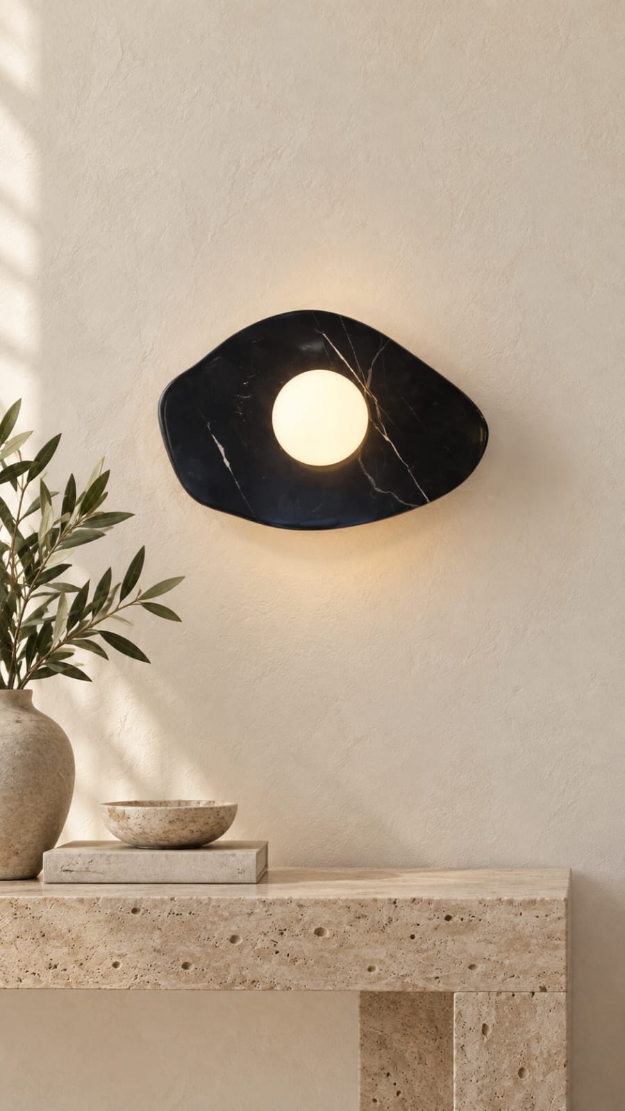 Applique Galet noir veiné – 1 globe - vue 3