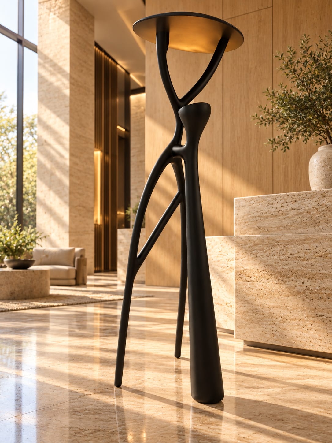 Lampadaire sculptural noir à silhouette organique - vue 5