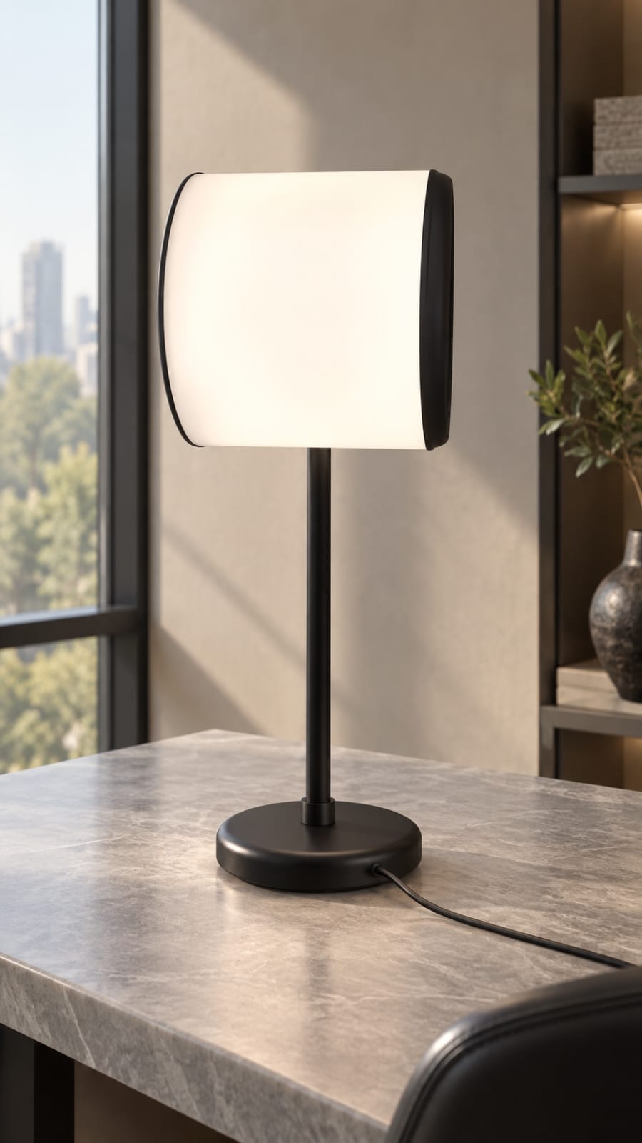 Lampe à poser noire à diffuseur galbé - vue 5