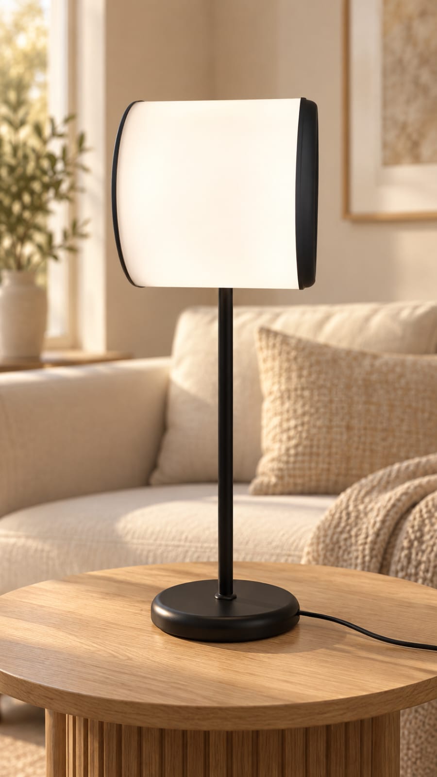 Lampe à poser noire à diffuseur galbé - vue 2
