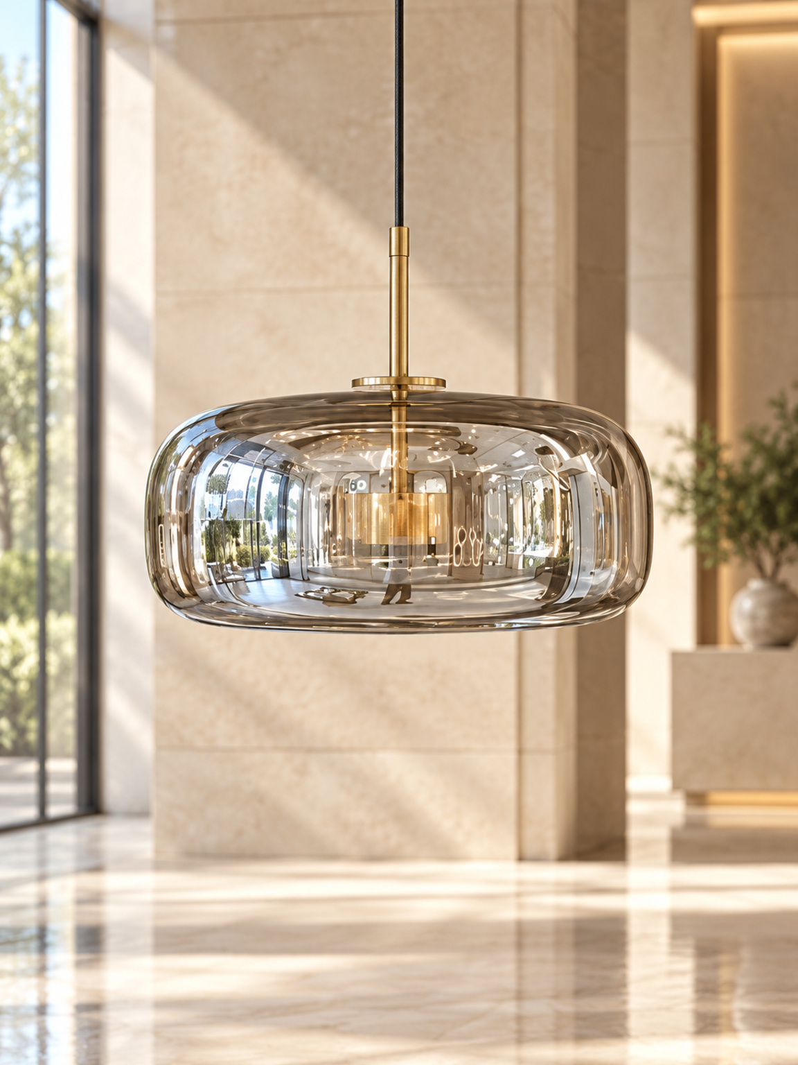 Suspension tambour en verre fumé - vue 4