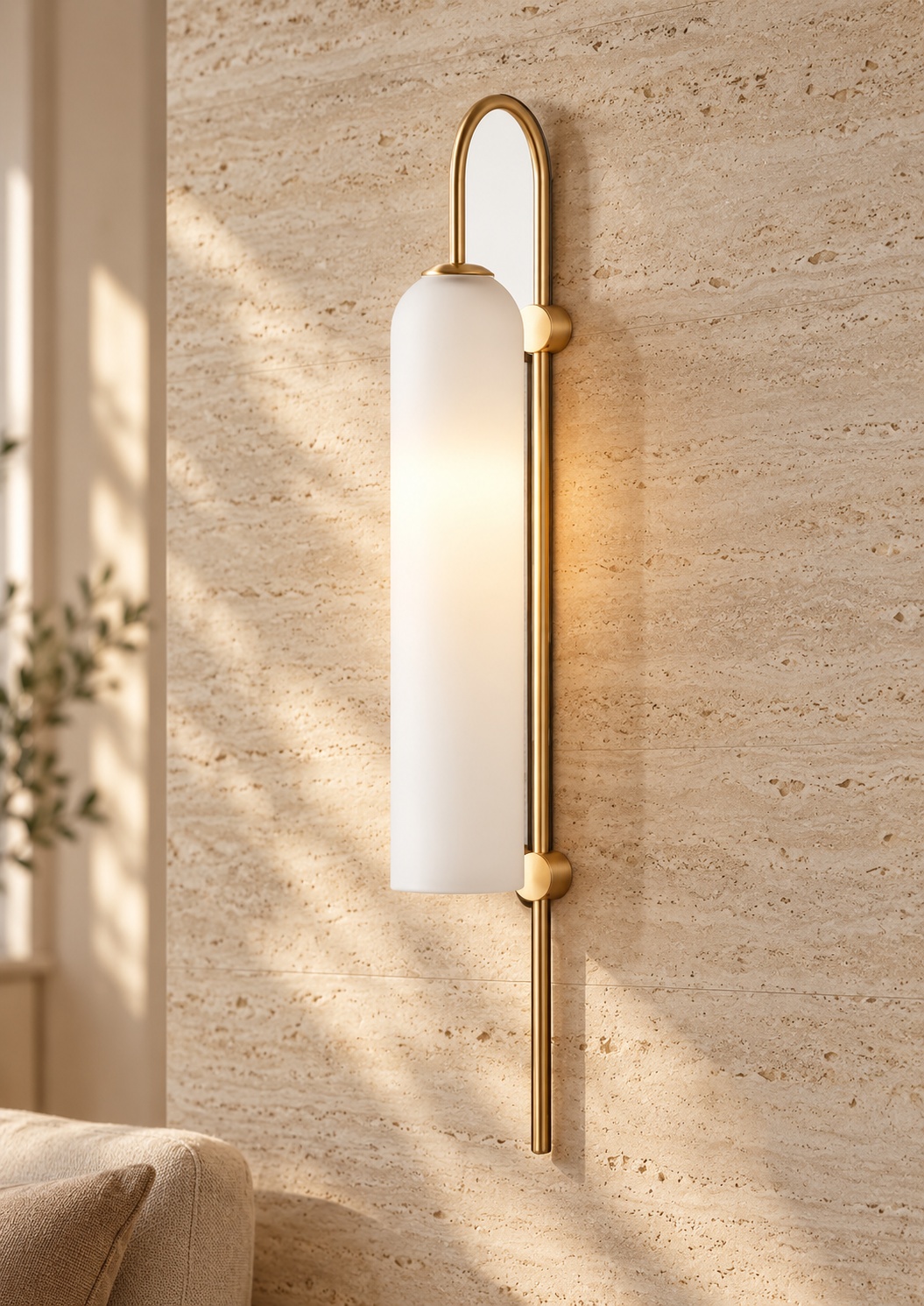 Applique murale élancée dorée à diffuseur blanc - vue 3