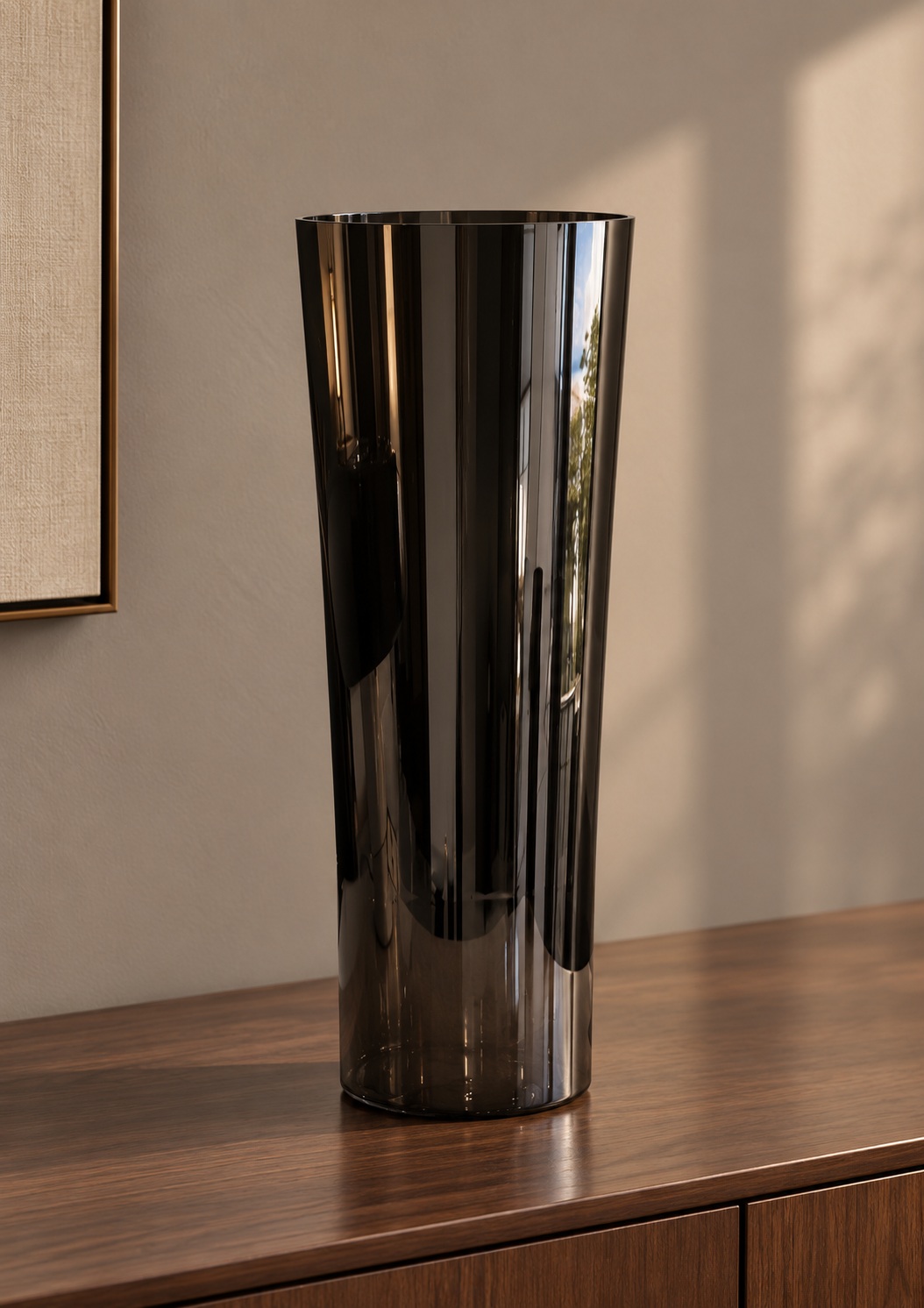 Vase décoratif élancé noir effet miroir - vue 2