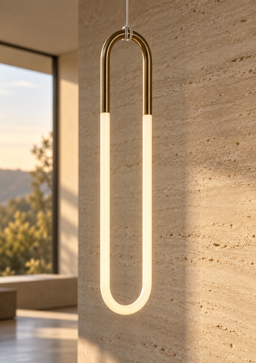 Suspension ovale élancée, finition dorée - vue 4