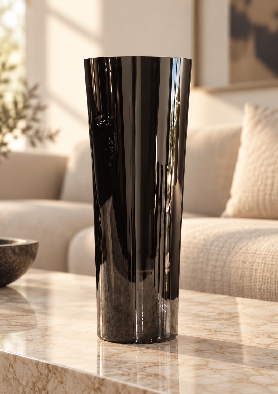 Vase décoratif élancé noir effet miroir - vue 4
