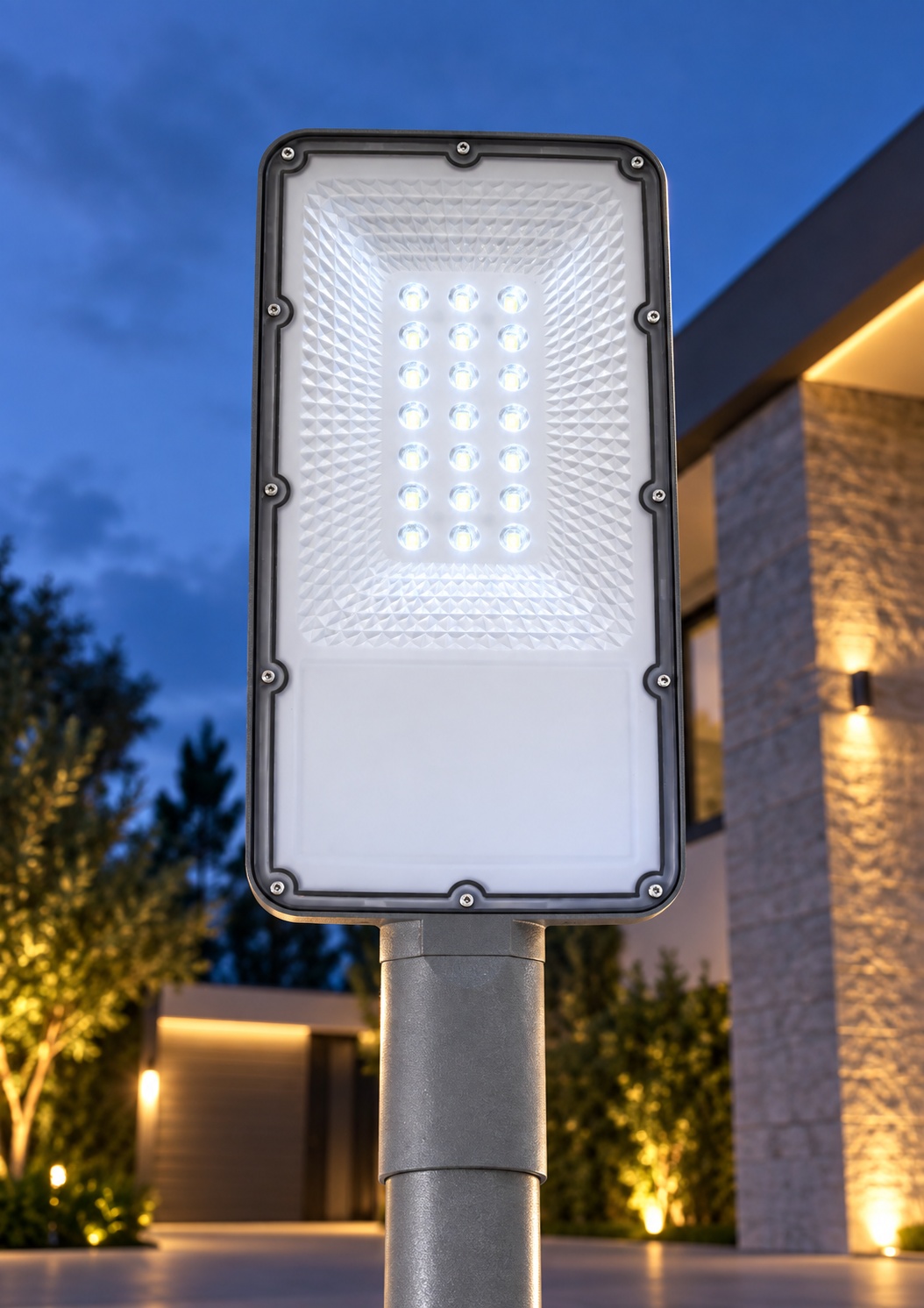Luminaire solaire LED rectangulaire gris - vue 2