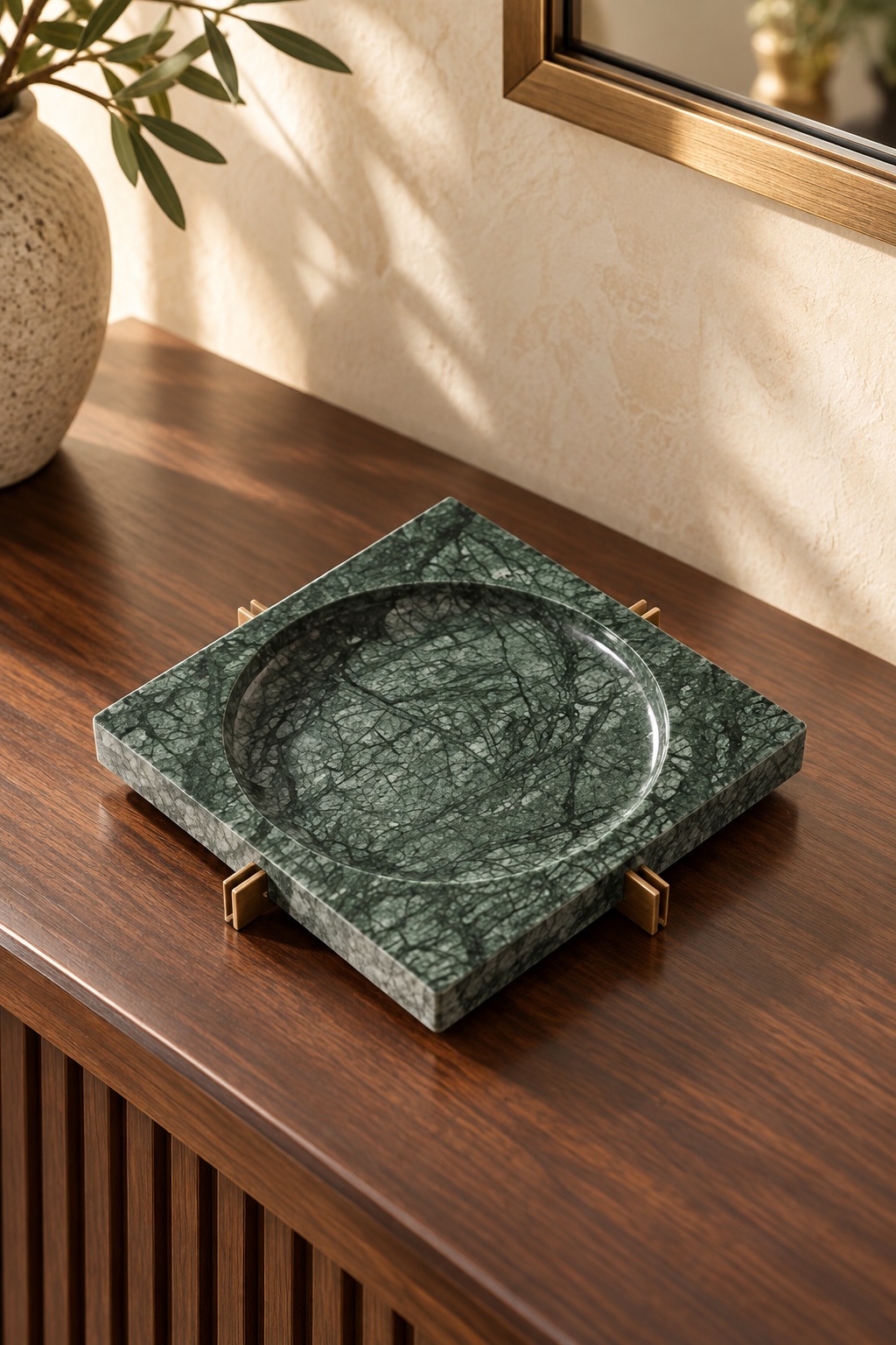 Coupelle décorative carrée effet marbre vert - vue 4