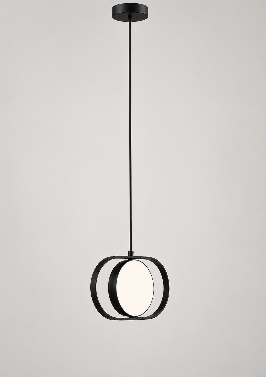 Suspension noire à cadre arrondi et diffuseur circulaire - vue 3