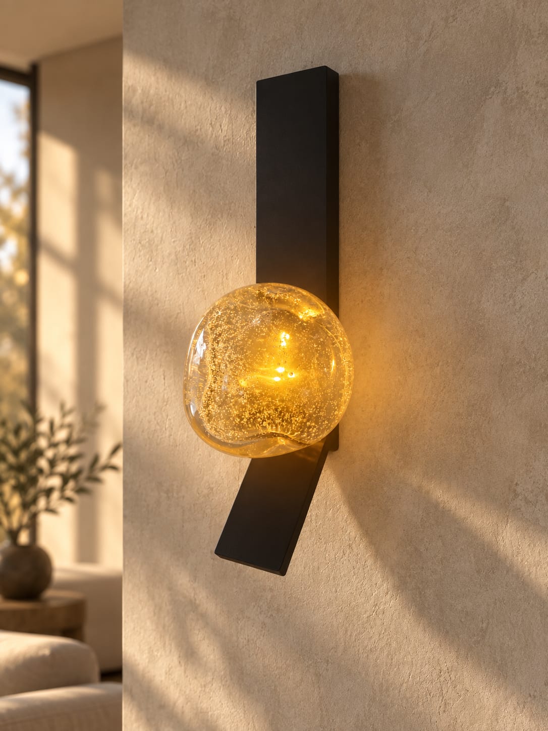 Applique murale noire à globe en verre bullé - vue 5