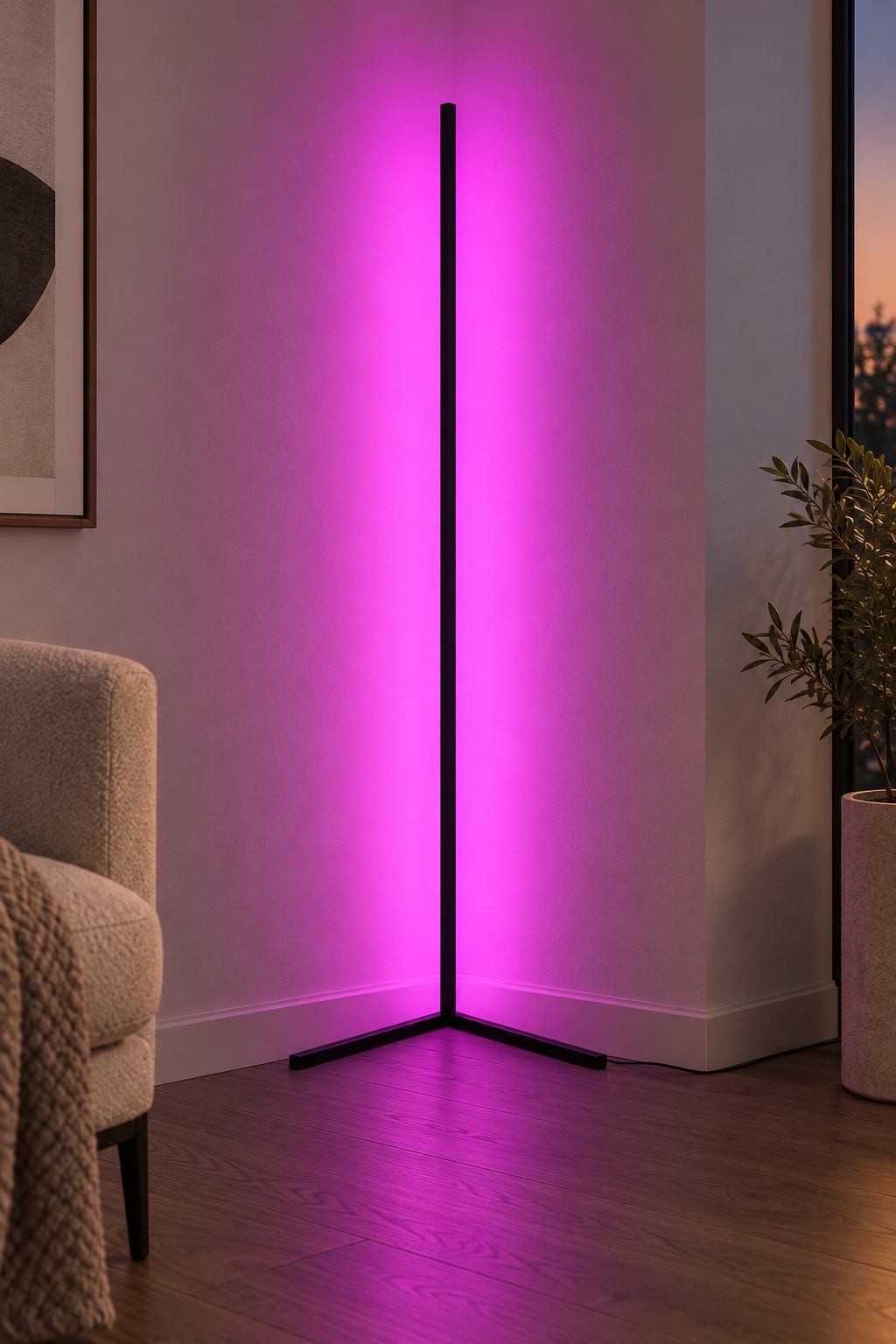 Lampadaire d’angle LED multicolore noir - vue 3