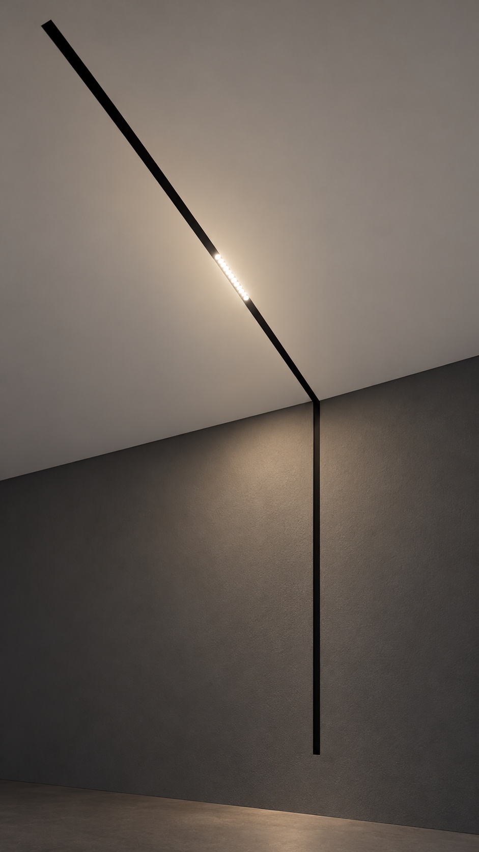Rail d’éclairage noir avec retour mur-plafond - vue 3
