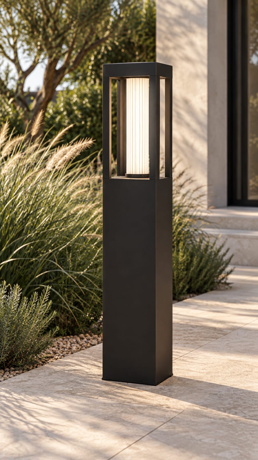 Borne de jardin haute à cadre ouvert, finition noire - vue 2
