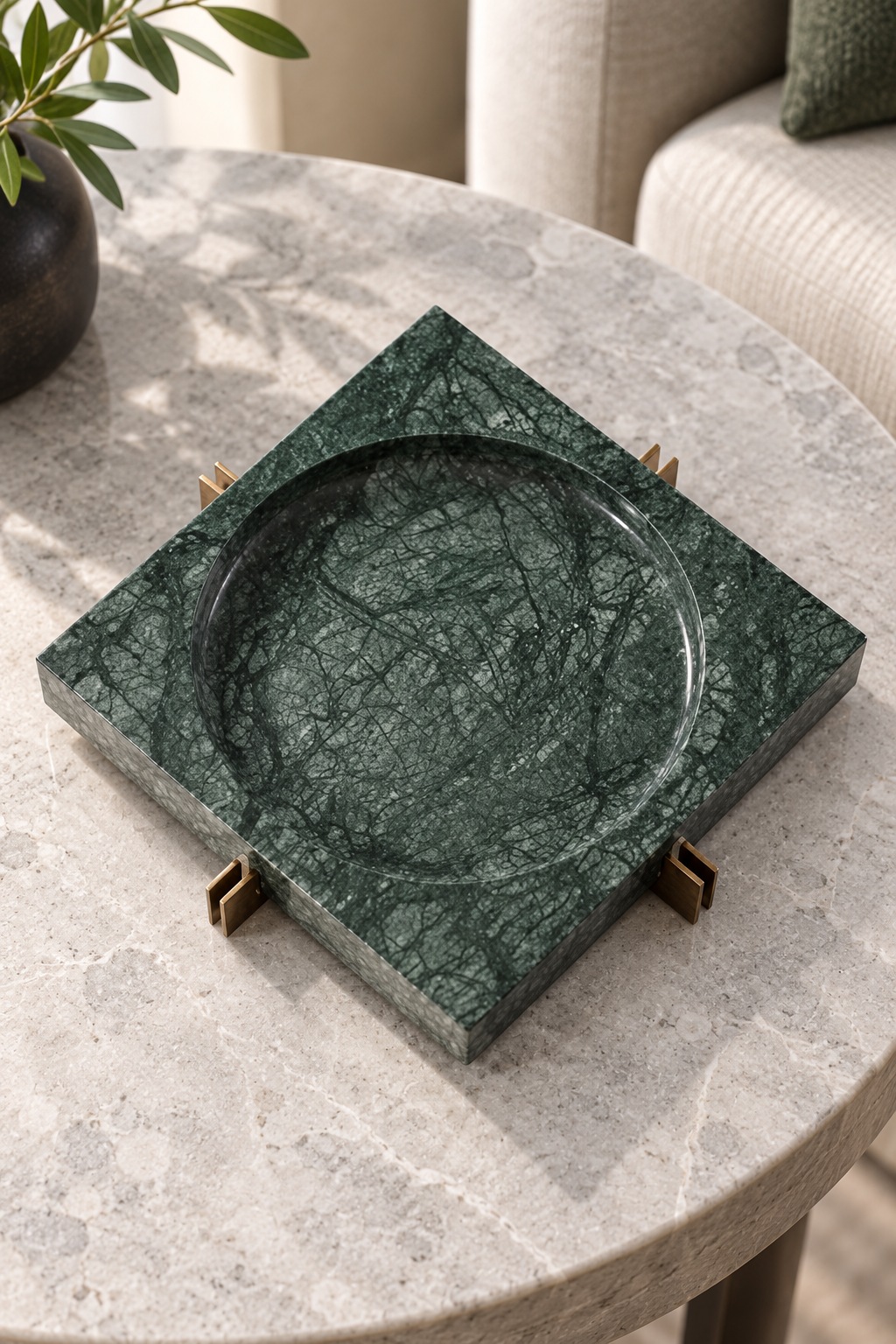 Coupelle décorative carrée effet marbre vert - vue 5