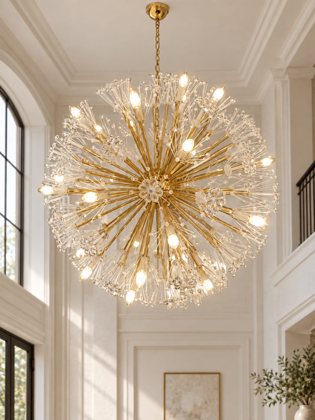 Lustre sphérique doré, style pissenlit - vue 2