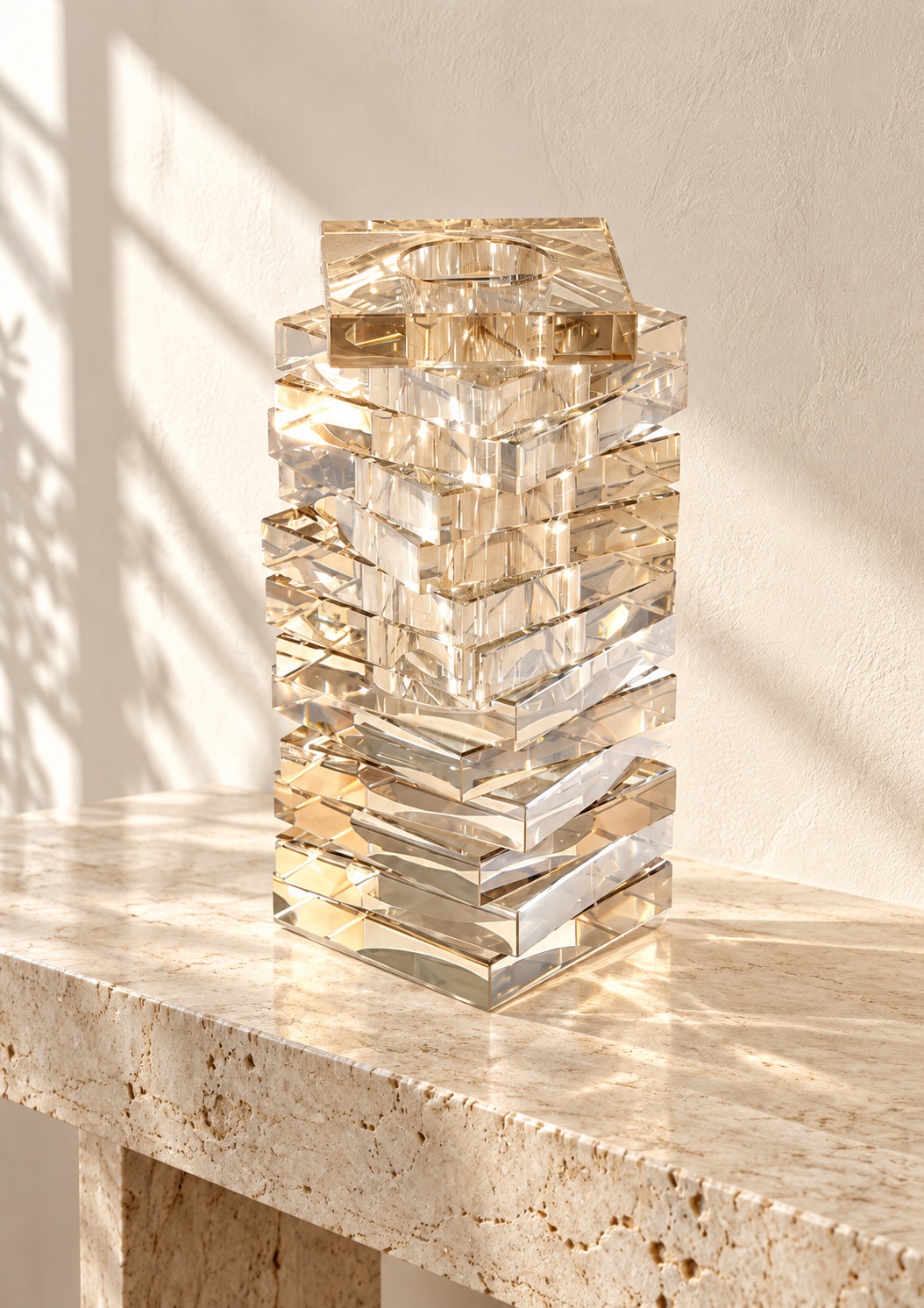 Vase géométrique à reflets champagne - vue 4