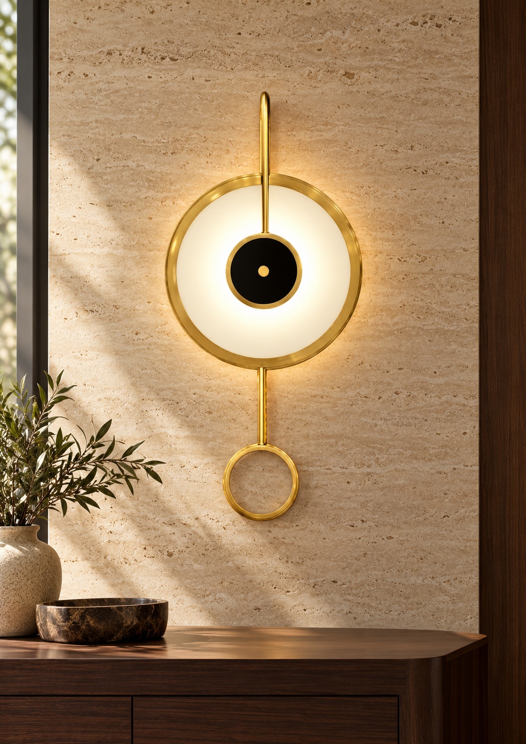 Applique murale circulaire dorée à anneau décoratif - vue 4