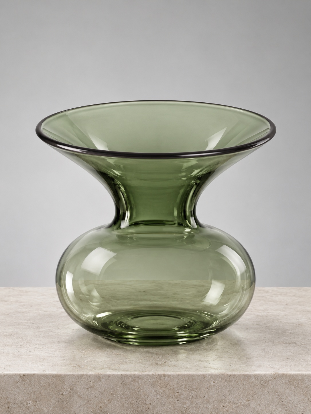 Grand vase sculptural en verre vert fumé - vue 2