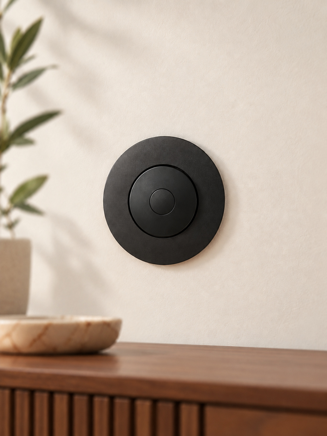 Commande ronde noir velours - vue 2