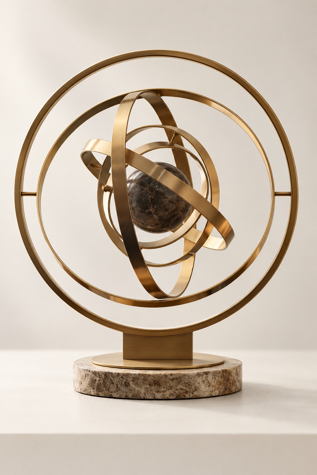 Sculpture décorative armillaire dorée - vue 2