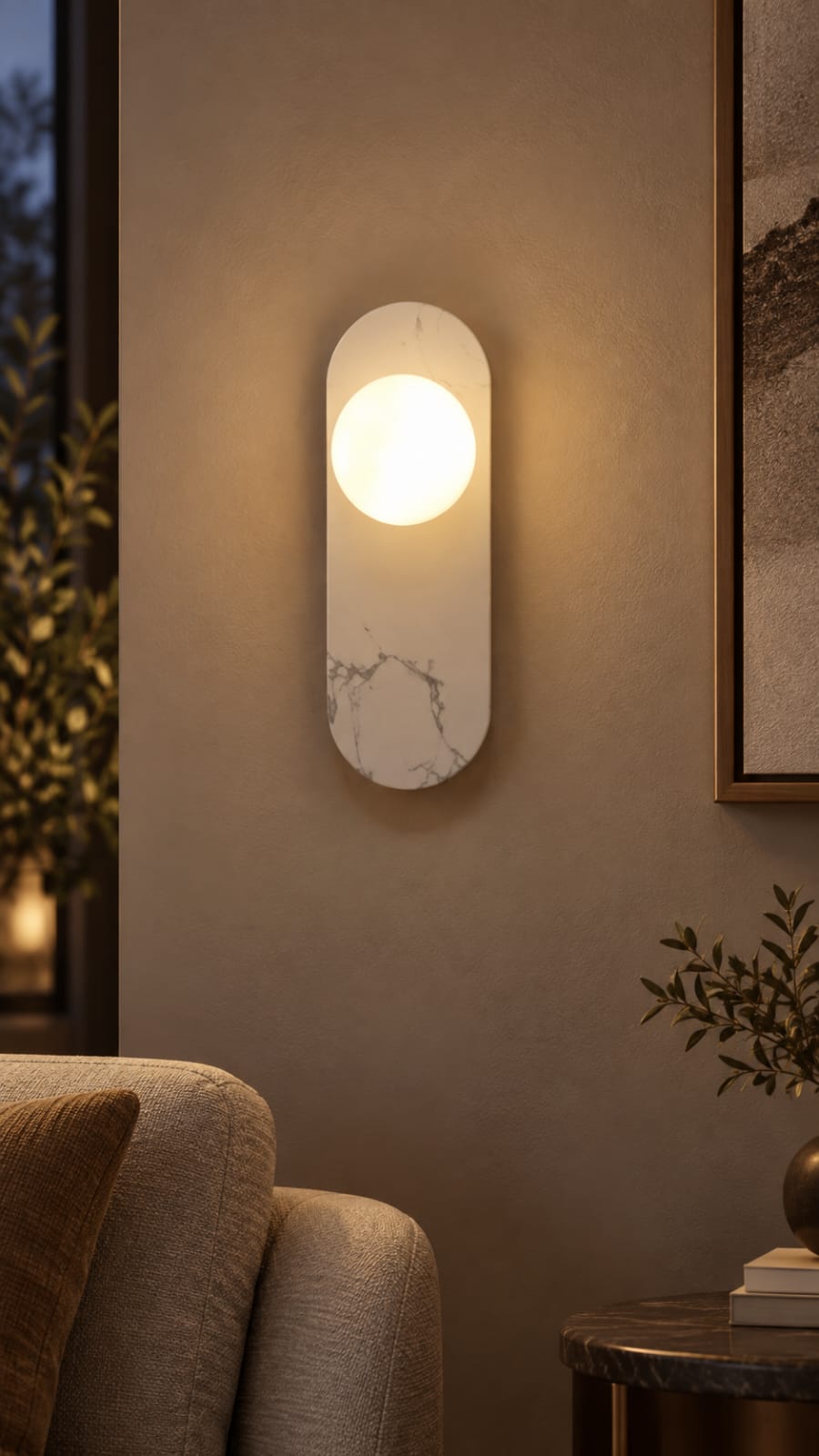 Applique Capsule blanc veiné – 1 globe - vue 2