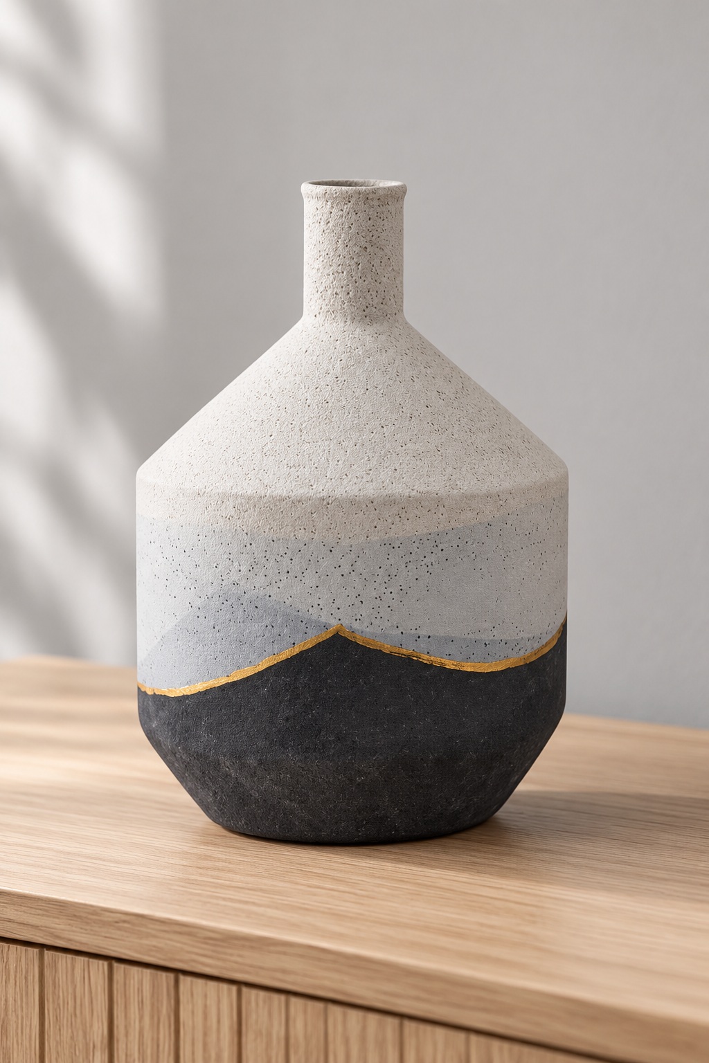 Vase bas arrondi à liseré doré - vue 4