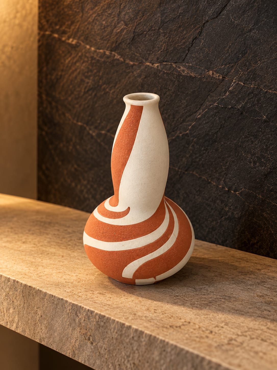 Vase décoratif terracotta et écru - vue 3