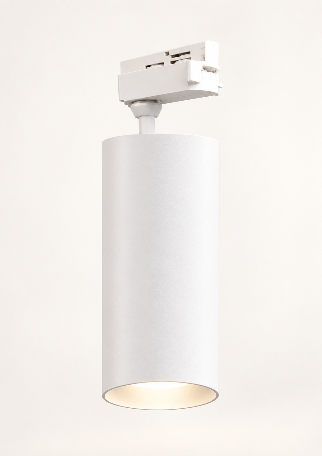 Spot cylindrique allongé blanc sur rail - vue 2