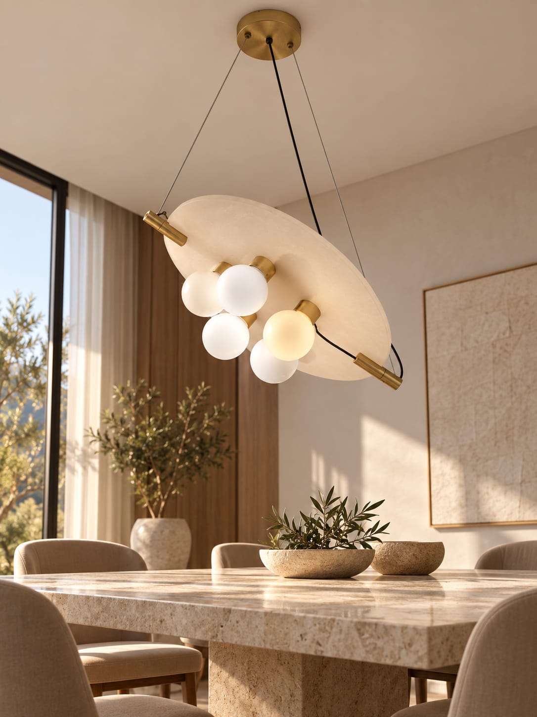 Suspension ovale à globes blancs - vue 3
