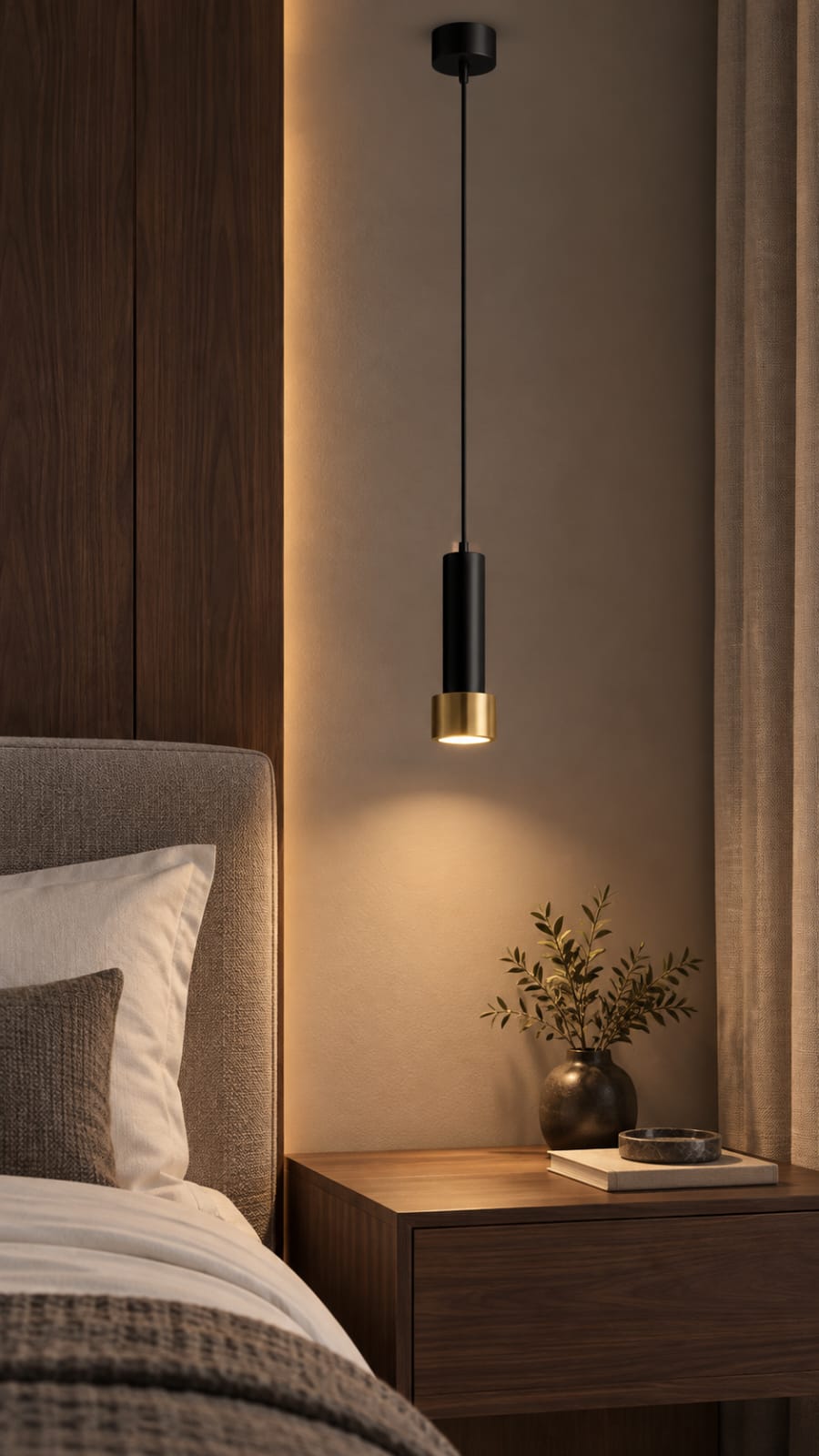 Suspension cylindrique noire et dorée - vue 4
