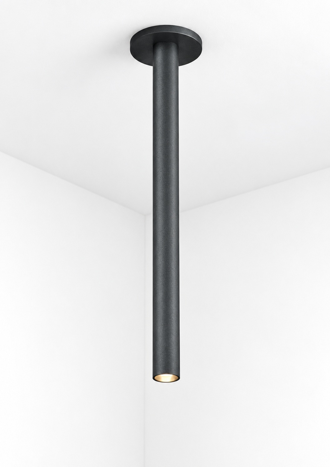 Plafonnier tubulaire long noir mat - vue 5