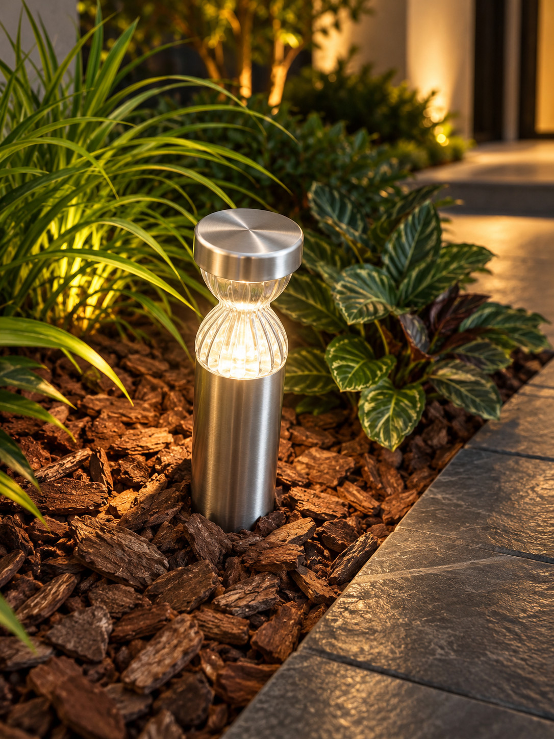 Borne lumineuse cylindrique à diffuseur nervuré - vue 3