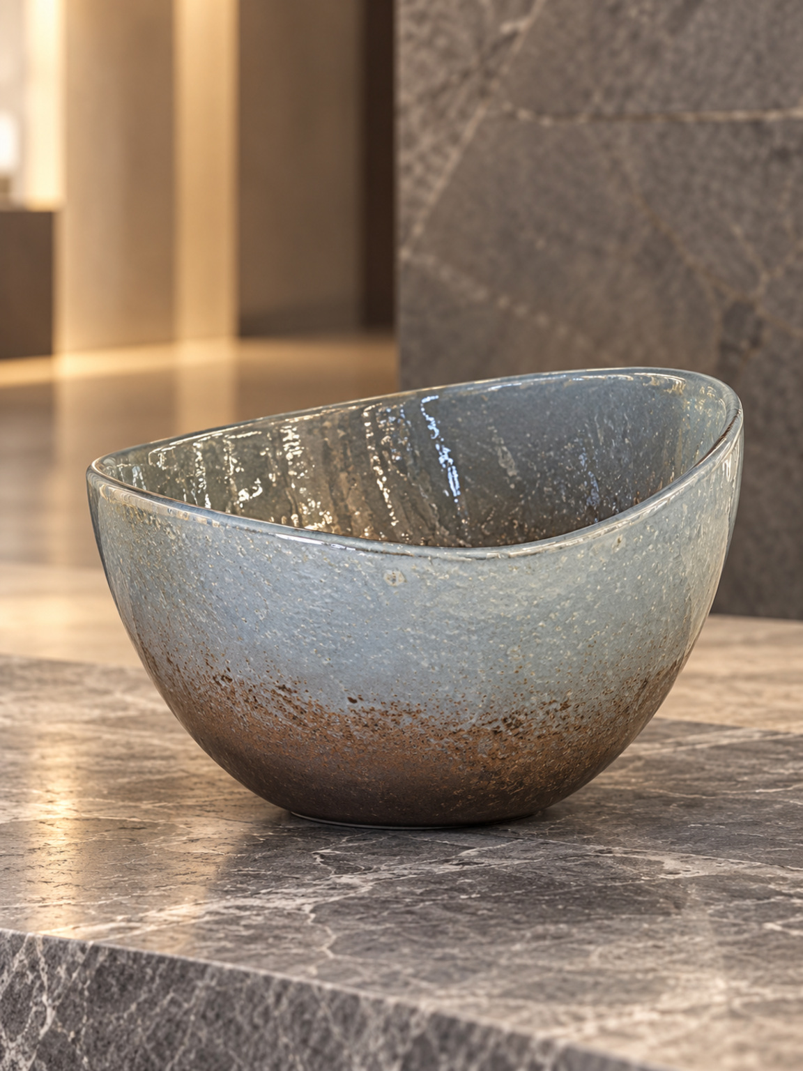 Coupe bleu gris asymétrique - vue 3