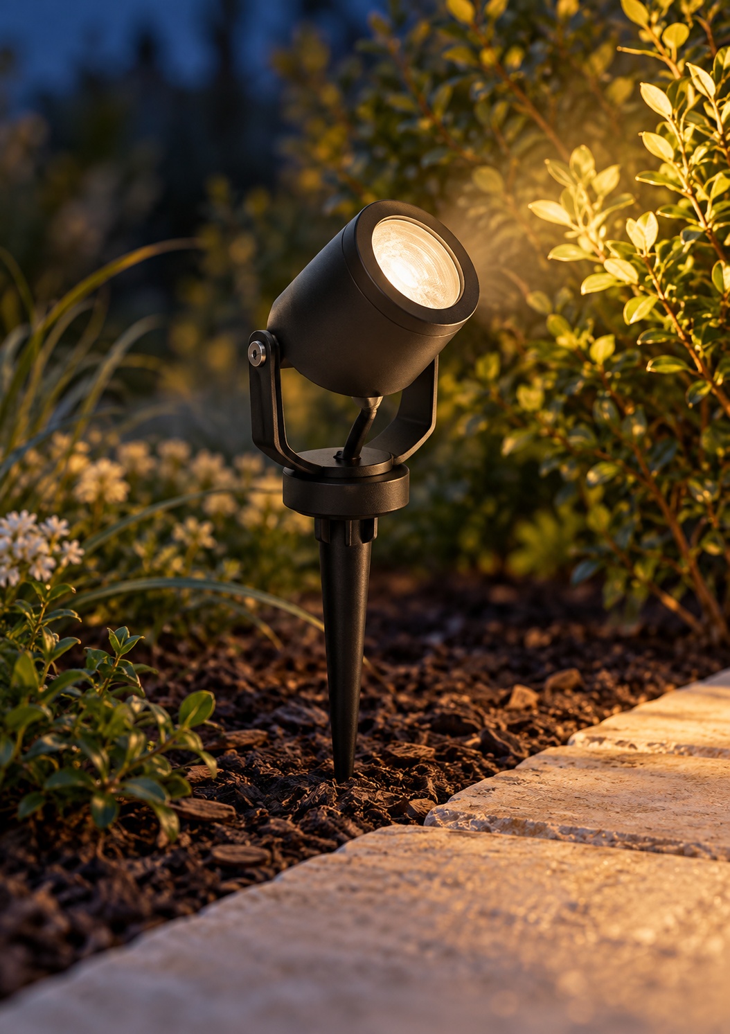 Spot de jardin orientable sur piquet noir - vue 3