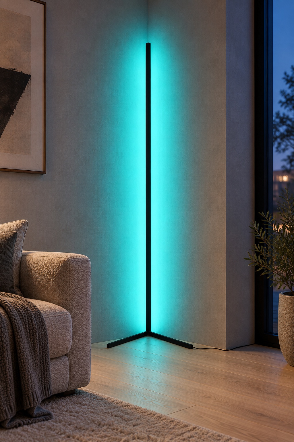 Lampadaire d’angle LED multicolore noir - vue 2