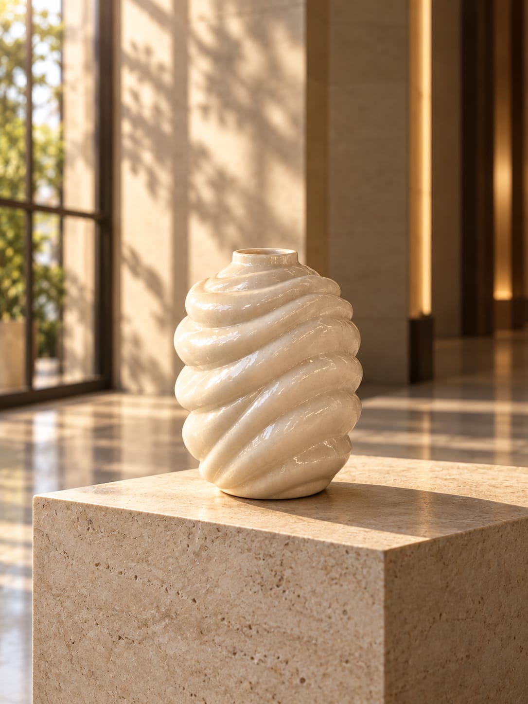 Vase blanc torsadé - vue 2