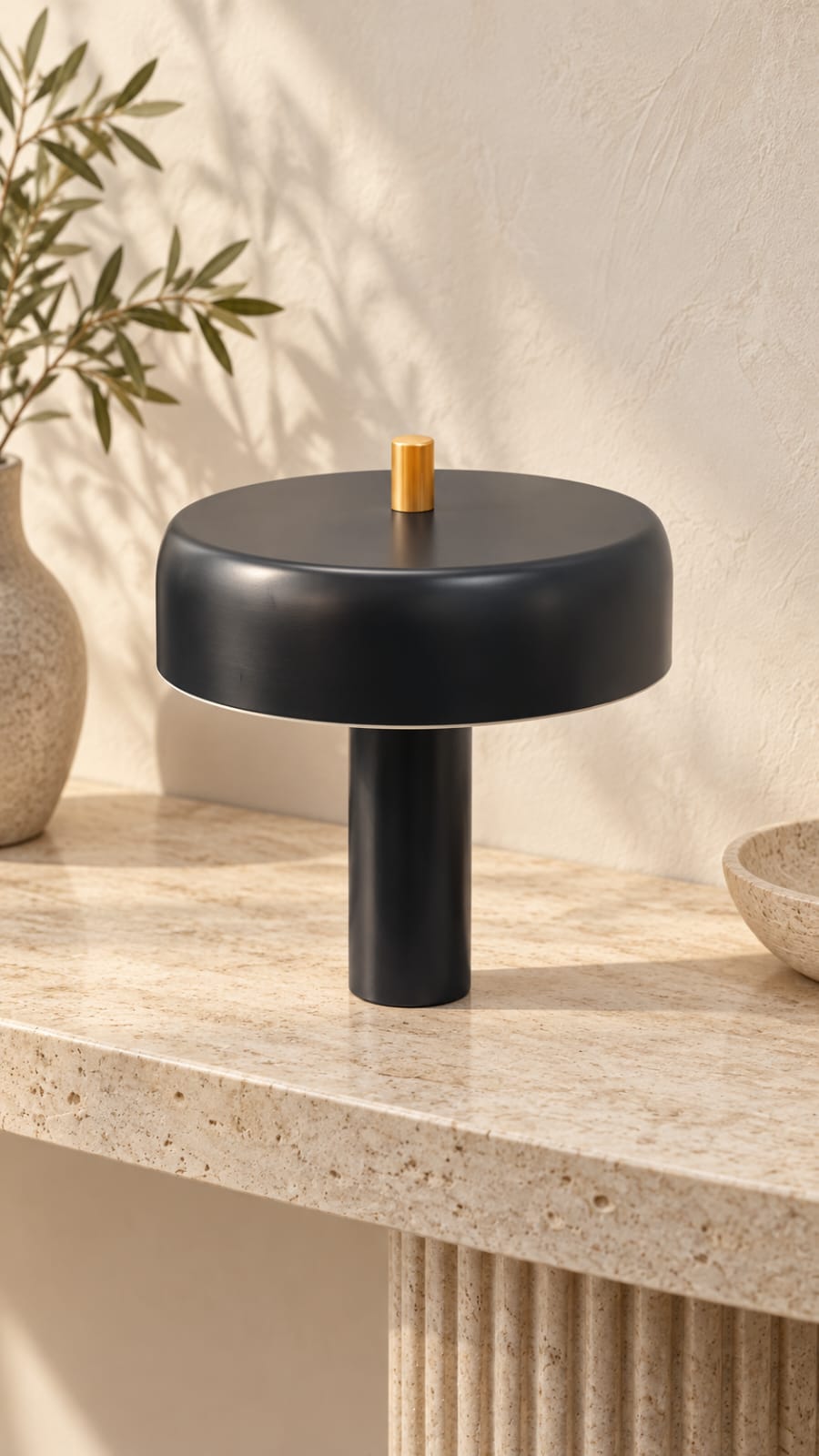 Lampe à poser noire avec détail doré - vue 3