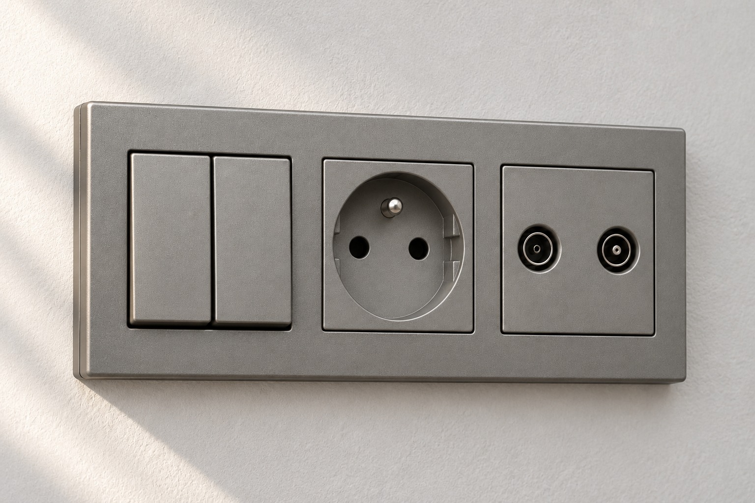 Ensemble gris double interrupteur et prises - vue 5