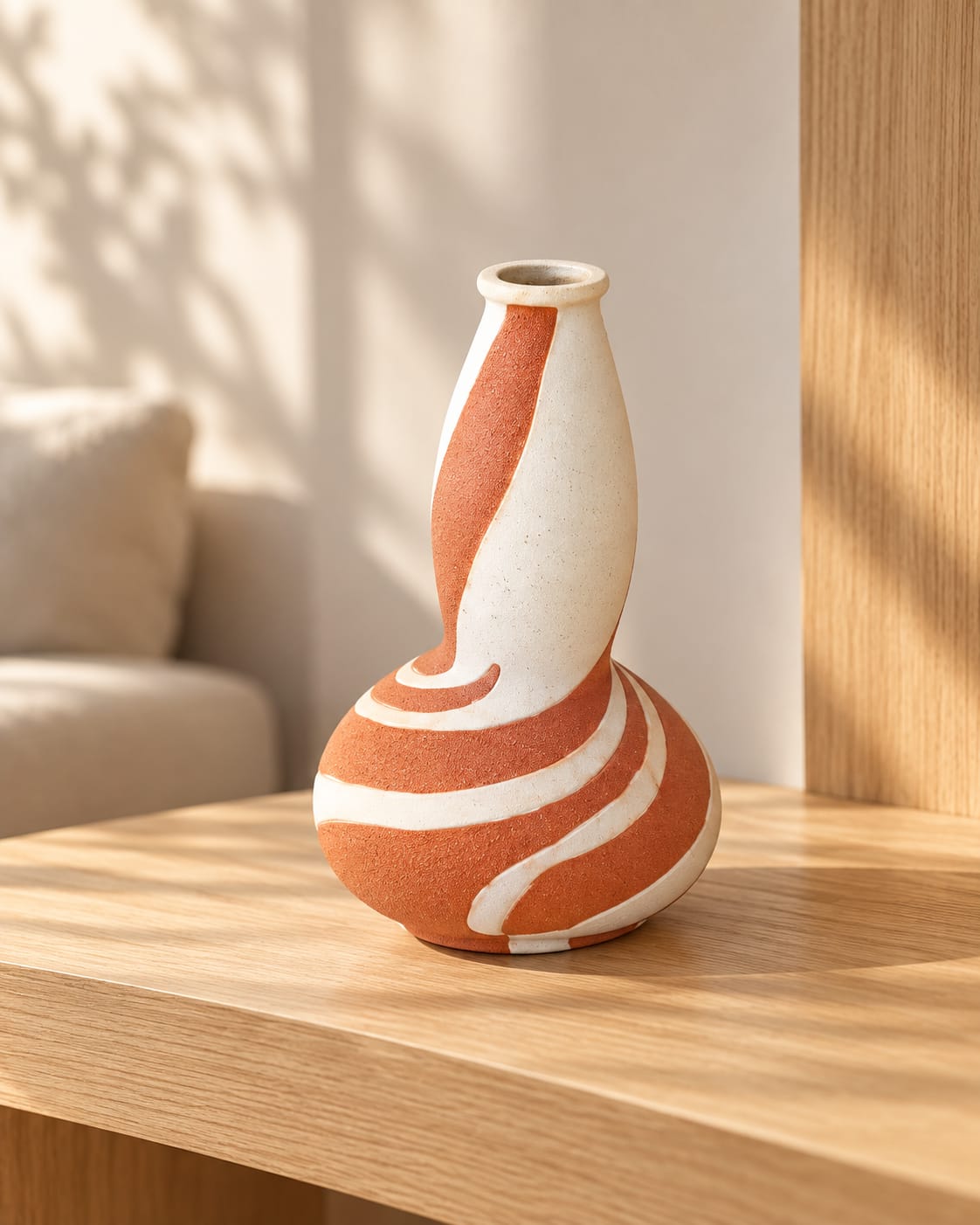 Vase décoratif terracotta et écru - vue 4
