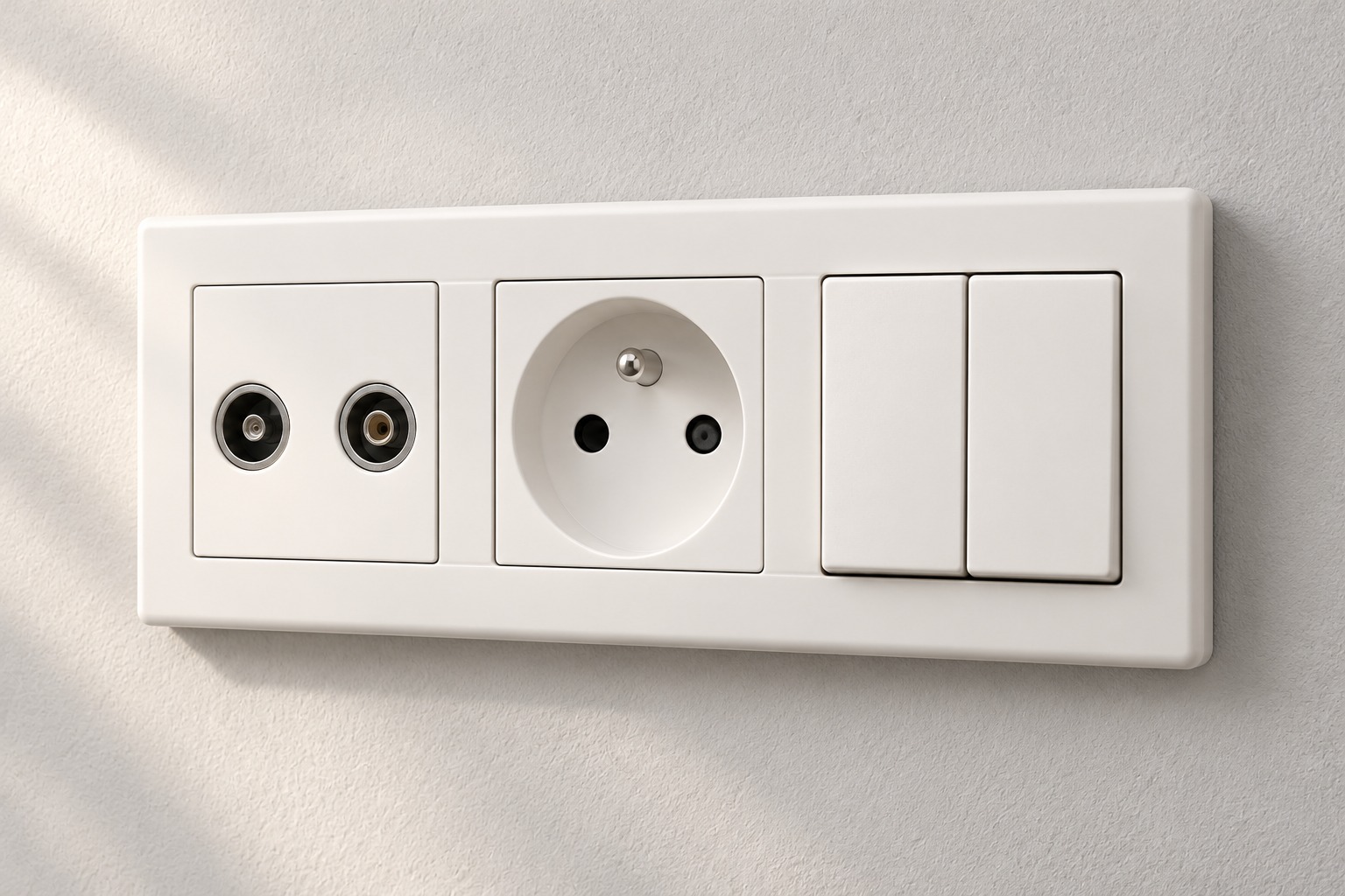 Ensemble blanc prises et double interrupteur - vue 4