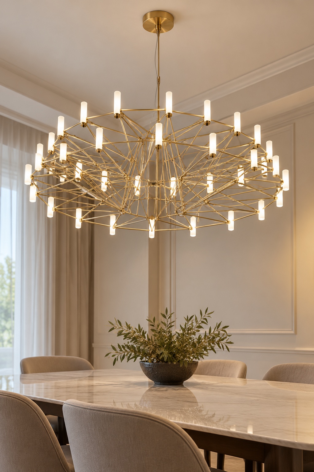 Lustre géométrique à lumières tubulaires - vue 2